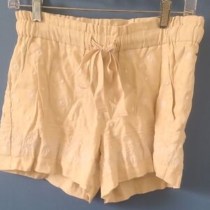 LOFT Women's Cream/White "Giraffe Palm"  Embroidered Linen Shorts NWOT